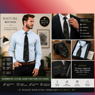 Elegante schwarze grüne botanische Krawatte   Styl