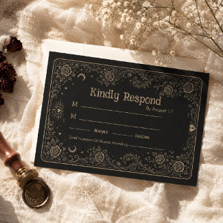 Elegante schwarze gruselige Tarot-Hochzeits-RSVP-K