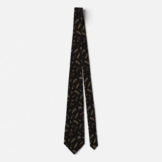 Elegante schwarze Halstücher mit Blattmuster Krawatte (Vorderseite)