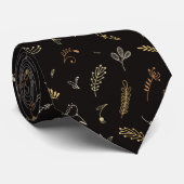 Elegante schwarze Halstücher mit Blattmuster Krawatte (Gerollt)