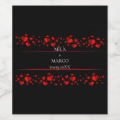 Elegante schwarze Herzen Weinetikett (Einzelnes Label)