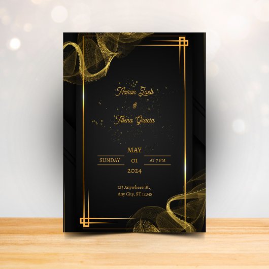 Elegante Schwarze Hochzeit - Einladung zur Mittern