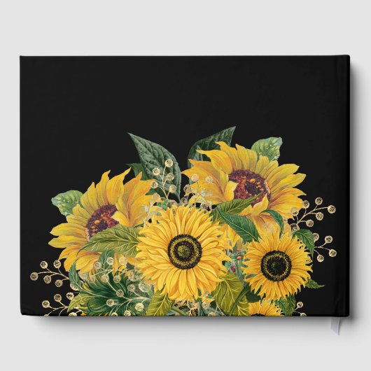 Elegante Schwarze Hochzeit Gästebuch (Rückseite)