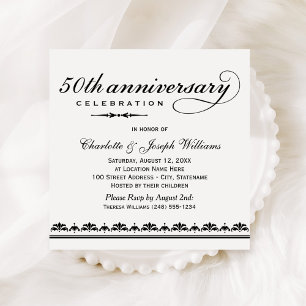 Elegante schwarze Hochzeit-Jubiläumsfeier Einladung