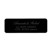 Elegante schwarze Hochzeit-Rücksendeadresse (Vorne)