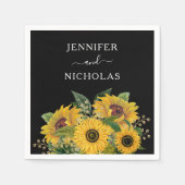 Elegante Schwarze Hochzeit Serviette (Vorderseite)