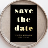 Elegante Schwarze Hochzeit speichern das Datum Gol Folieneinladung