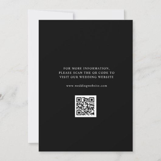 elegante schwarze Hochzeit speichern Sie die Datte Einladung (Rückseite)