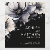 Elegante Schwarze Hochzeit Weinetikett (Einzelnes Label)