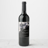 Elegante Schwarze Hochzeit Weinetikett (Vorderseite)