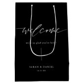 Elegante Schwarze Hochzeiten Begrüßungsfavoriten Mittlere Geschenktüte (Rückseite)