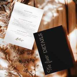 Elegante schwarze Hochzeitsdetails Begleitkarte