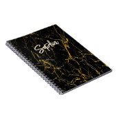 Elegante schwarze Imitate Goldmarmor-Glitzer Notizblock (Rechte Seite)