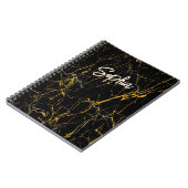 Elegante schwarze Imitate Goldmarmor-Glitzer Notizblock (Linke Seite)