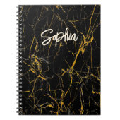 Elegante schwarze Imitate Goldmarmor-Glitzer Notizblock (Vorderseite)