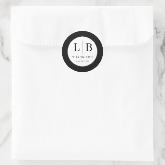 Elegante schwarze Initialen Runder Aufkleber (Tasche)