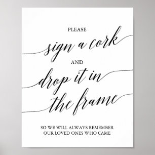 Elegante schwarze Kalligrafie Bitte ein Korken sig Poster