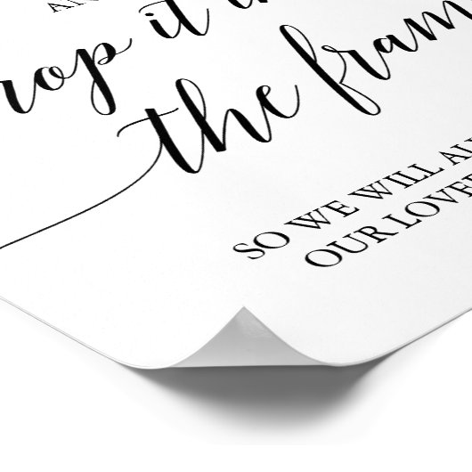 Elegante schwarze Kalligrafie Bitte unterschreiben Poster (Ecke)