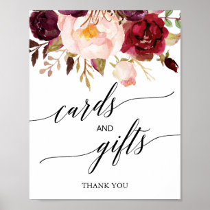 Elegante Schwarze Kalligrafie Blumenkarten & Gesch Poster