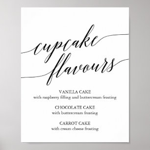Elegante Schwarze Kalligrafie Cupcake Flavors Zeic Poster