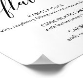 Elegante Schwarze Kalligrafie Cupcake Flavors Zeic Poster (Ecke)