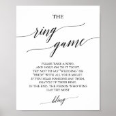 Elegante schwarze Kalligrafie Das Ring Game Sign Poster (Vorne)