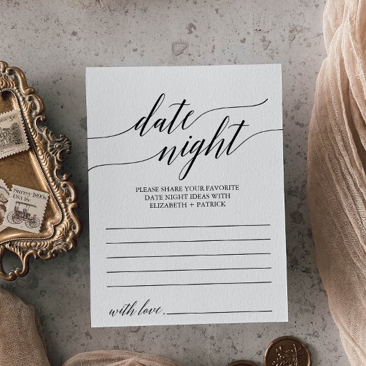 Elegante Schwarze Kalligrafie Date Night Idea Postkarte