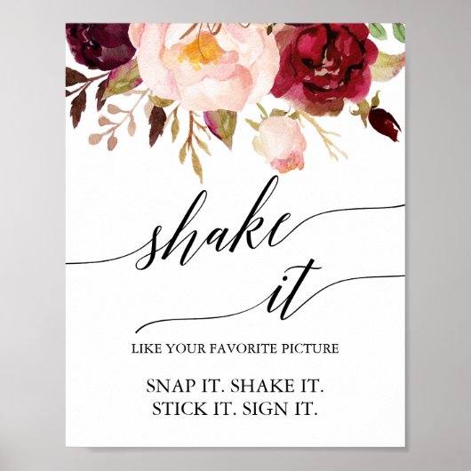 Elegante schwarze Kalligrafie Floral Shake It Sign Poster (Vorne)