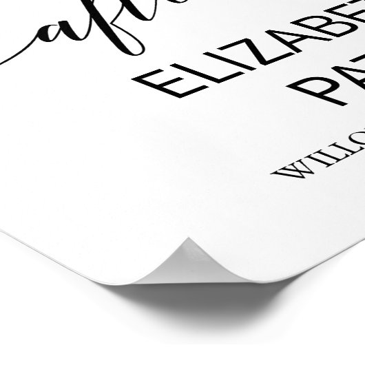 Elegante schwarze Kalligrafie glücklich je nach Un Poster (Ecke)