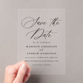 Elegante Schwarze Kalligrafie Hochzeit retten die Acryleinladungen (Insitu (Handheld))