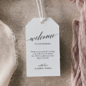 Elegante Schwarze Kalligrafie-Hochzeit Willkommen Geschenkanhänger