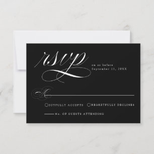 Elegante schwarze Kalligrafie-Hochzeits-RSVP-Karte RSVP Karte