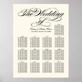 Elegante schwarze Kalligrafie-Hochzeitssattelkarte Poster