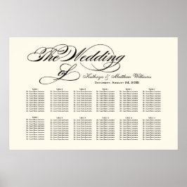 Elegante schwarze Kalligrafie-Hochzeitssattelkarte Poster