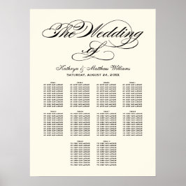 Elegante schwarze Kalligrafie-Hochzeitssattelkarte Poster