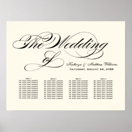 Elegante schwarze Kalligrafie-Hochzeitssattelkarte Poster