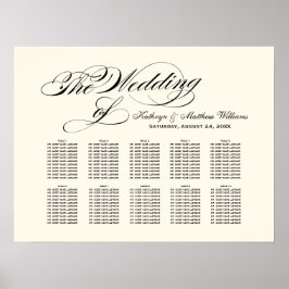 Elegante schwarze Kalligrafie-Hochzeitssattelkarte Poster