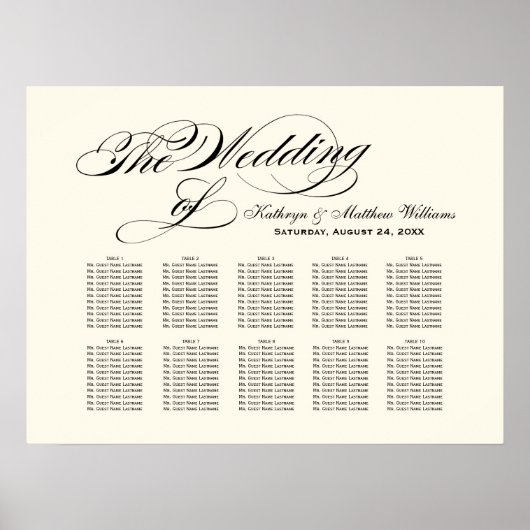 Elegante schwarze Kalligrafie-Hochzeitssattelkarte Poster (Vorne)
