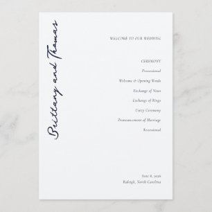 Elegante schwarze Kalligrafie-Hochzeitszeremonie Programm