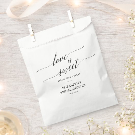 Elegante schwarze Kalligrafie Liebe ist süß Geschenktütchen (Ausgeschnitten)