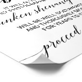 Elegante Schwarze Kalligrafie Vorsicht Offene Bar- Poster (Ecke)