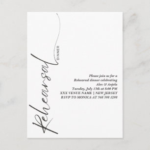 Elegante schwarze Kalligrafie Weiße Minimal Probe  Postkarte