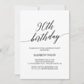 Elegante Schwarze Kalligraphie 90. Geburtstag Einladung (Vorderseite)