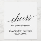 Elegante schwarze Kalligraphie "Cheers" Weinetiket Weinetikett (Einzelnes Label)