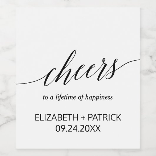 Elegante schwarze Kalligraphie "Cheers" Weinetiket Weinetikett (Einzelnes Label)
