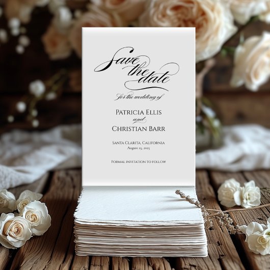 Elegante Schwarze Kalligraphie Save the Date Einla Einladung