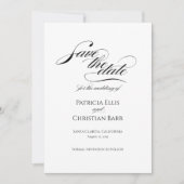 Elegante Schwarze Kalligraphie Save the Date Einla Einladung (Vorderseite)