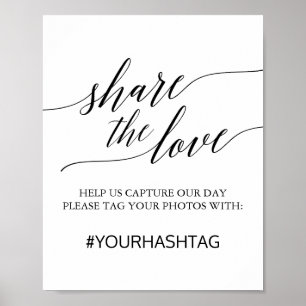 Elegante Schwarze Kalligraphie teilen Liebe-Zeiche Poster