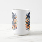 Elegante Schwarze Katze Blumenmoon Kunst, Dichtung Kaffeetasse (Mittel)