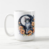 Elegante Schwarze Katze Blumenmoon Kunst, Dichtung Kaffeetasse (Links)